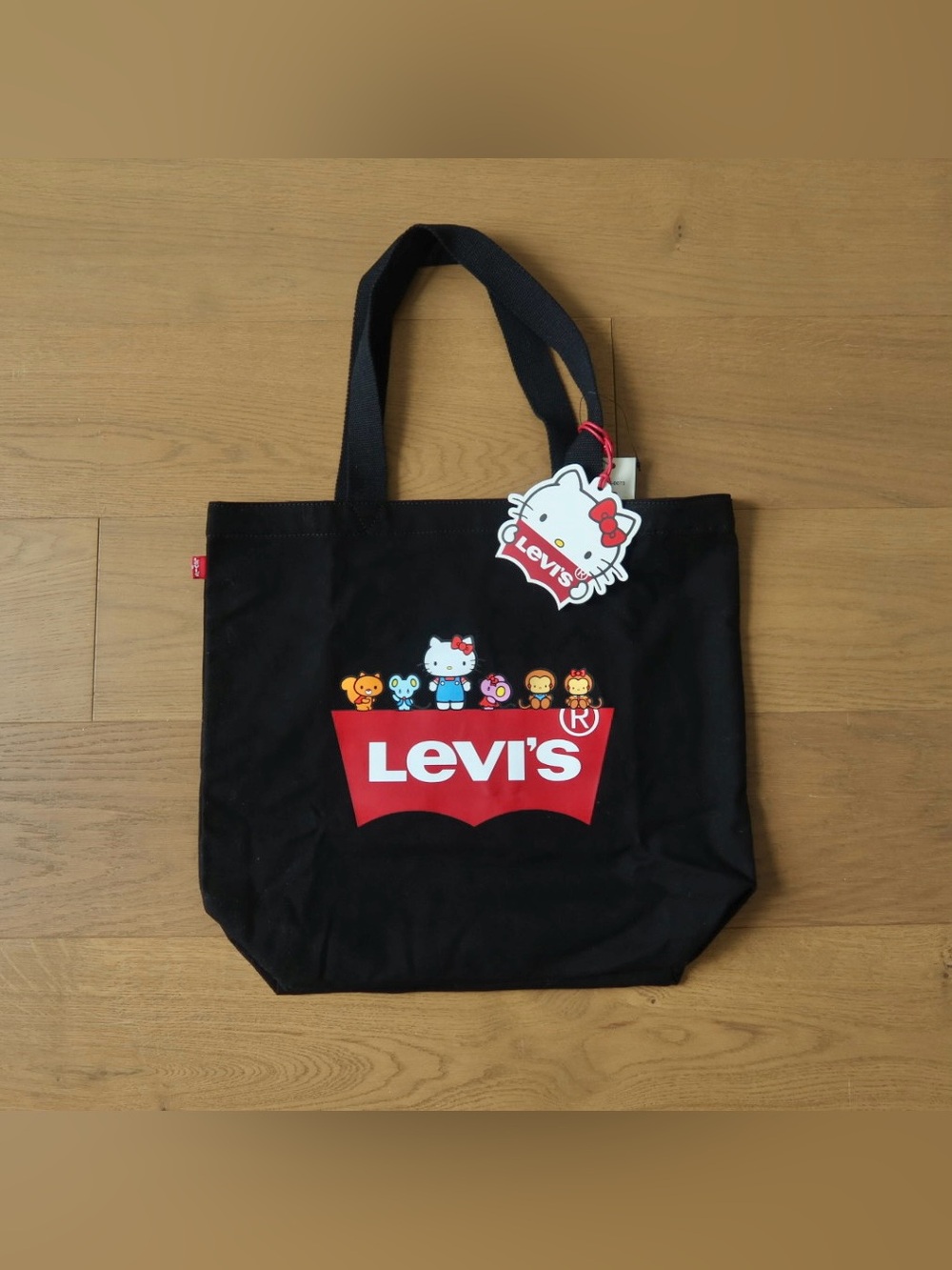 Levi's Black Canvas Tote with Red Hello Kitty Tag